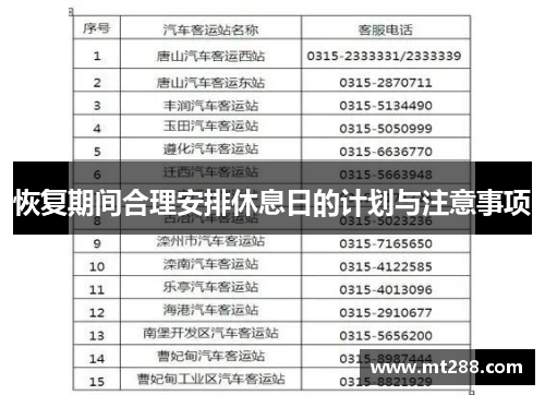 恢复期间合理安排休息日的计划与注意事项